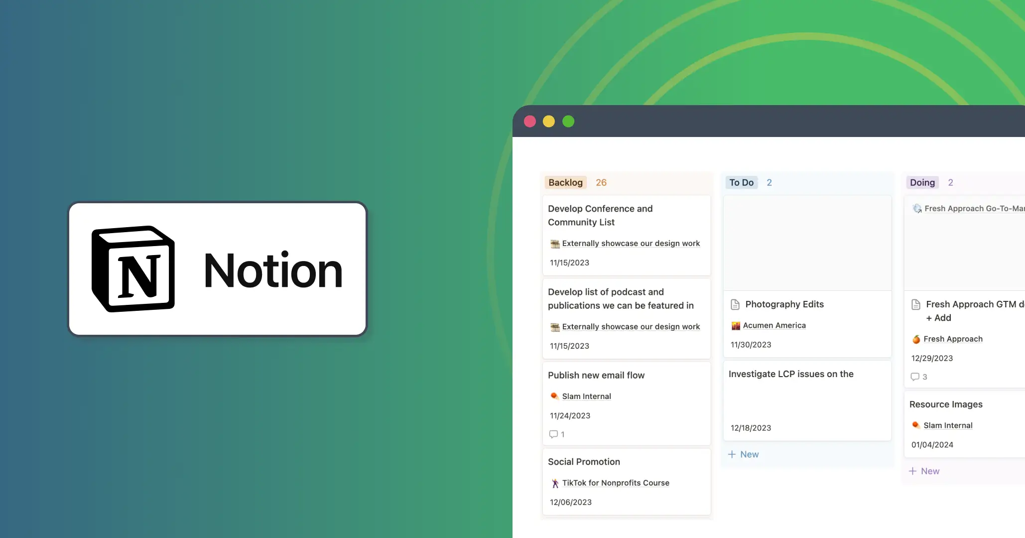 Notion Task List Template Slam Media Lab